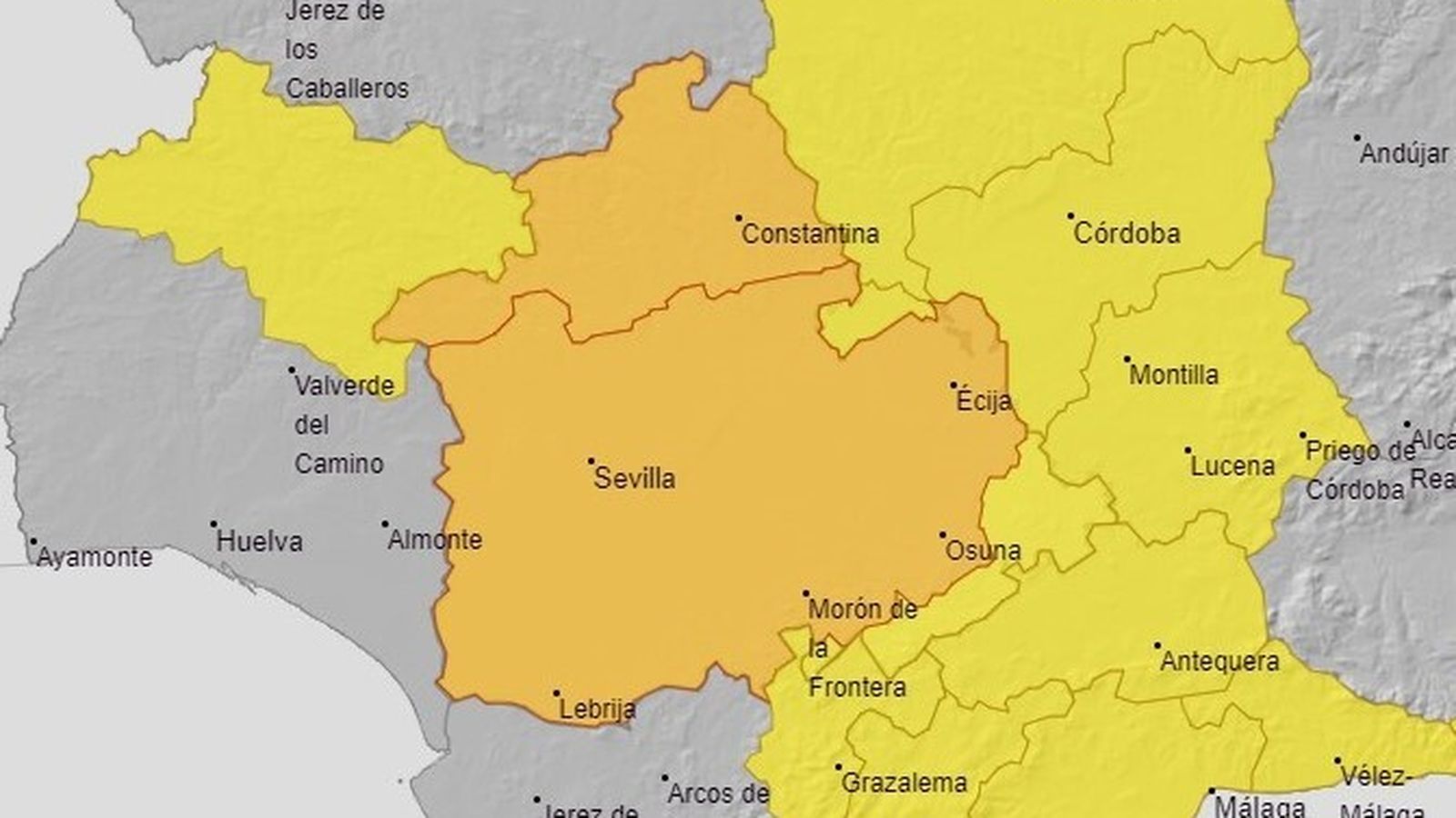 Mapa de avisos de la Aemet