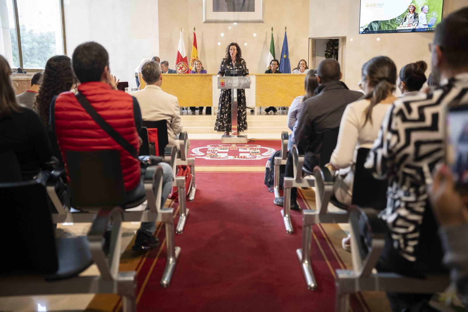 La alcaldesa durante su exposición del Plan Estratégico en el Salón de Plenos