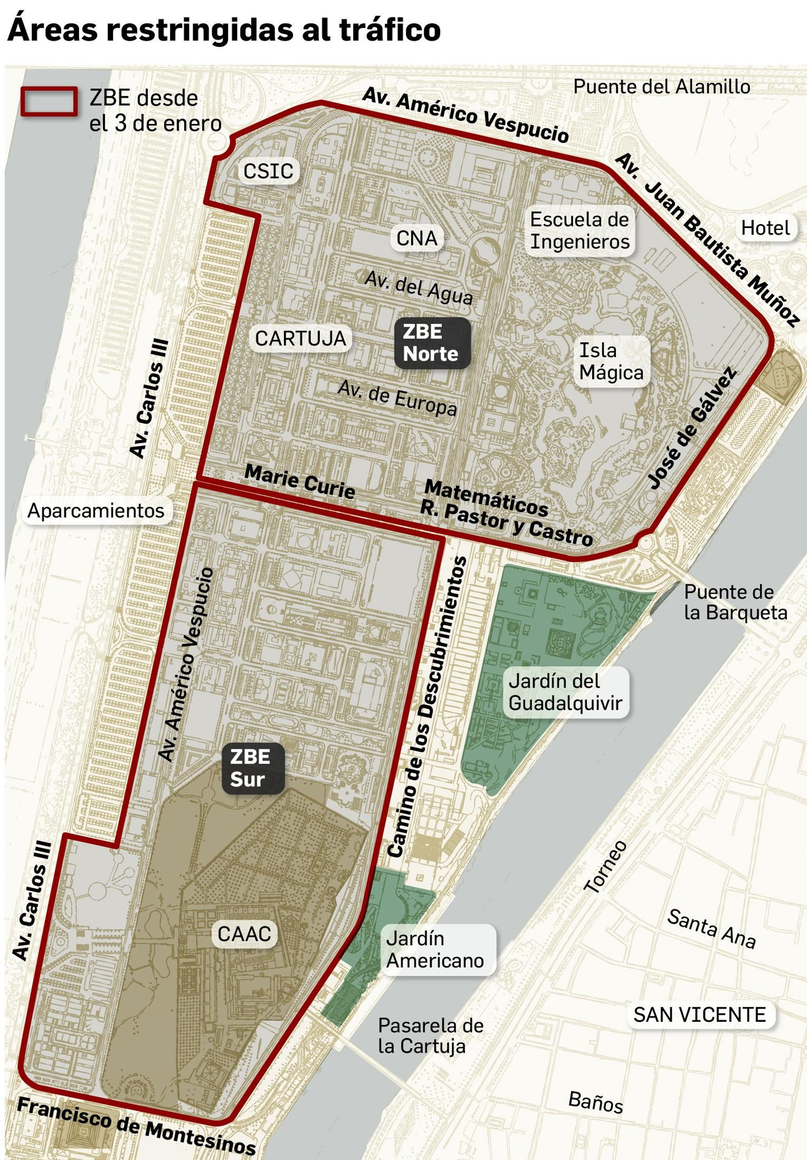 Delimitación de la Zona de Bajas Emisiones de Cartuja