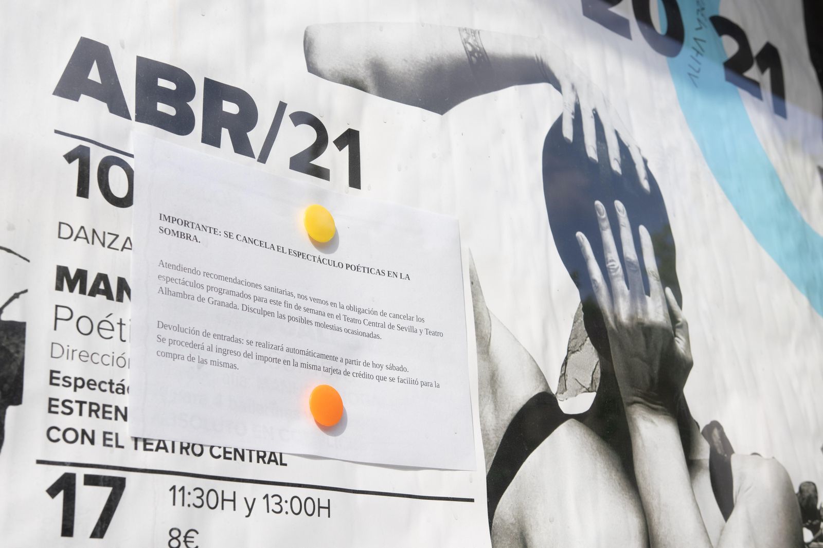 Cancelación espectáculos de los Teatros de la Junta