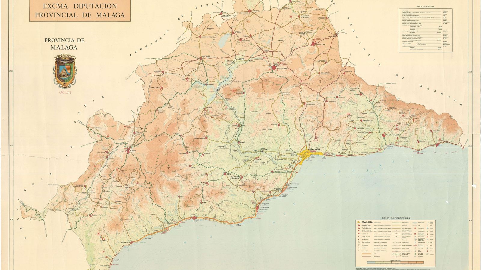 Mapa de Málaga del año 1972