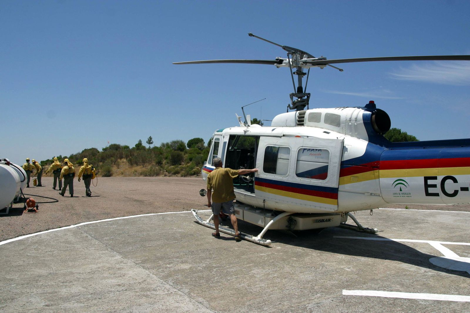 Helipuerto localizado en el centro operativo de Los Villares