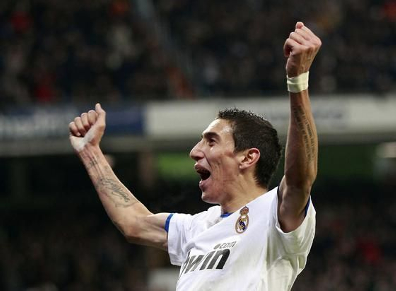 Di María celebra el gol de la victoria madridista. / Reuters