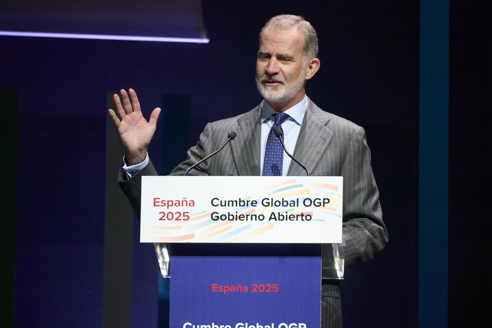 El rey felipe, en la clausura de la Cumbre Mundial de Gobierno Abierto en Vitoria.