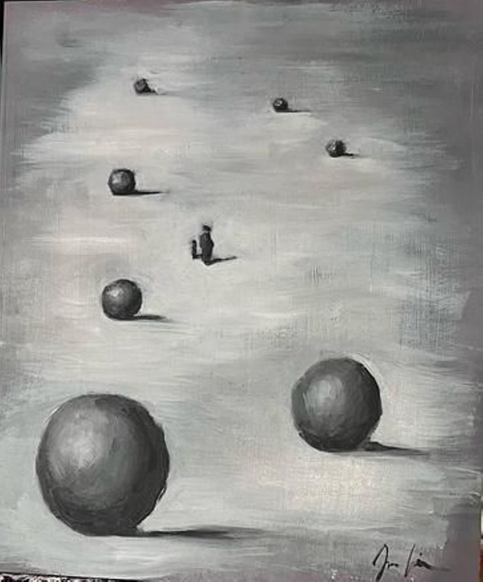 'Madre e hija en el desierto', acrílico sobre tabla.