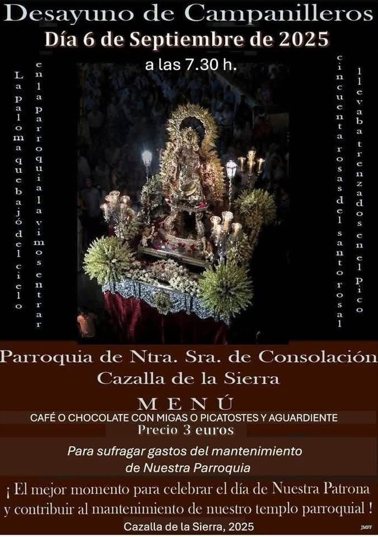 Cartel anunciador del desayuno de campanilleros