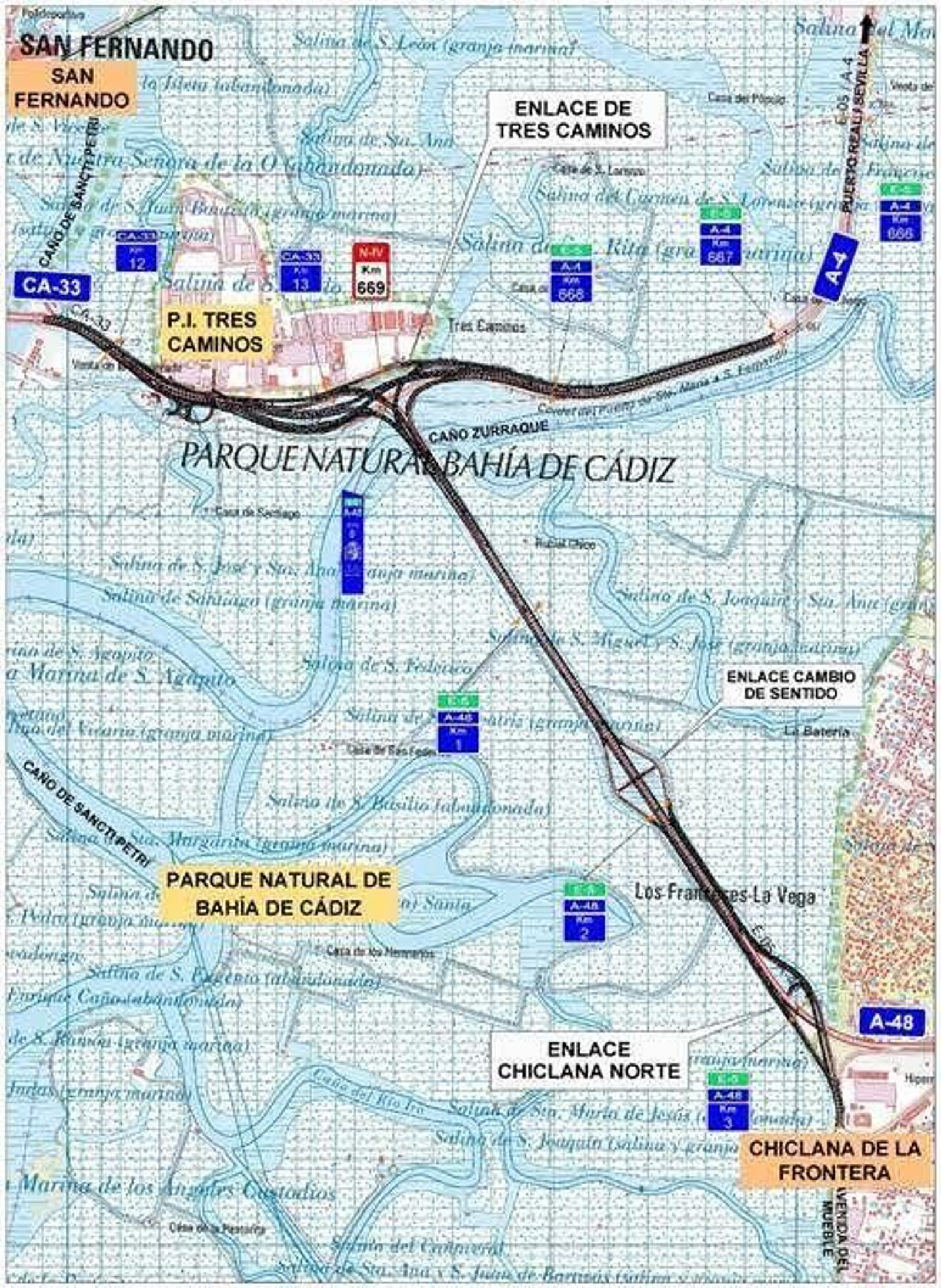 Plano del proyecto del enlace de Tres Caminos.