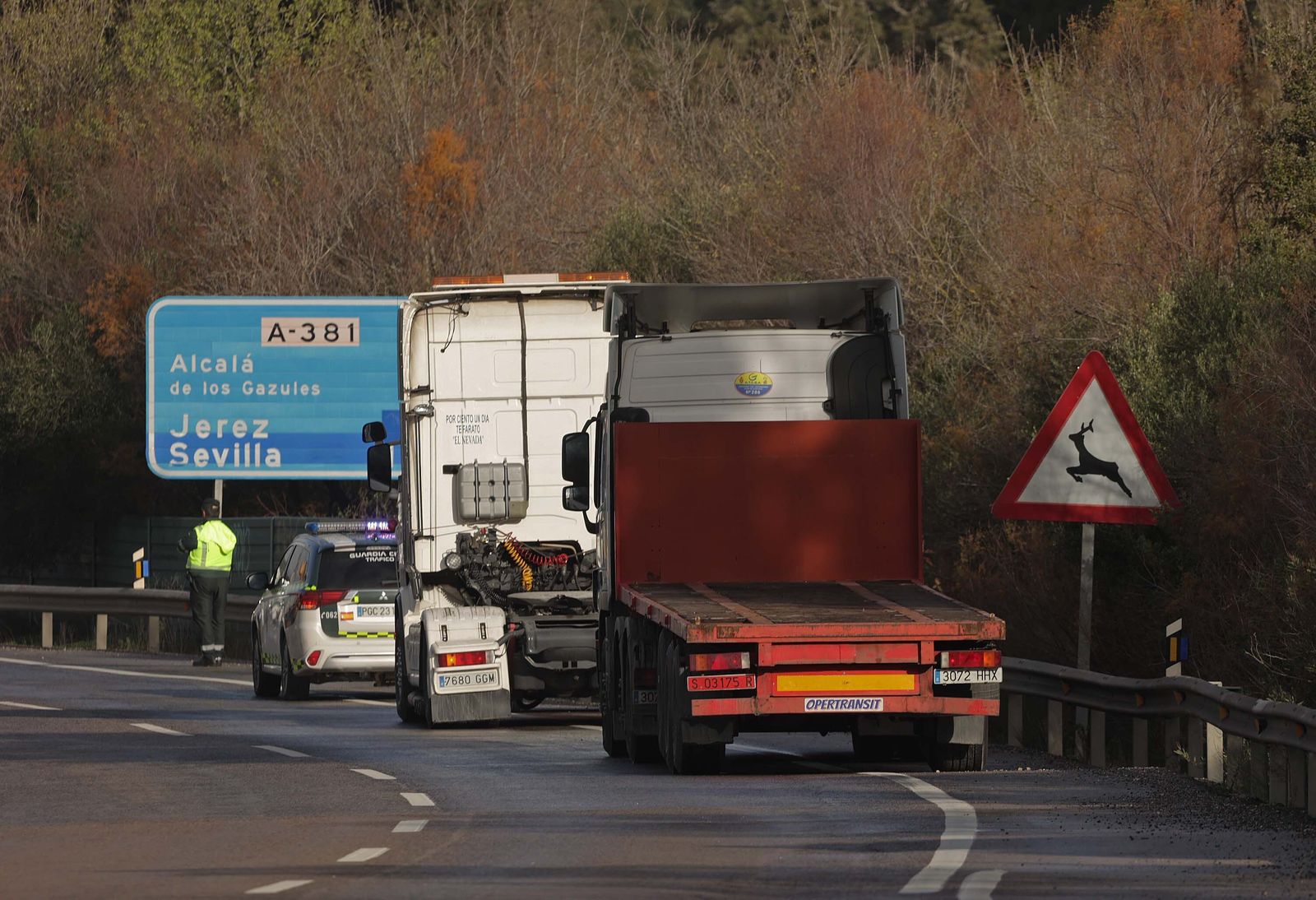 Fotos del camión accidentado en la A 381