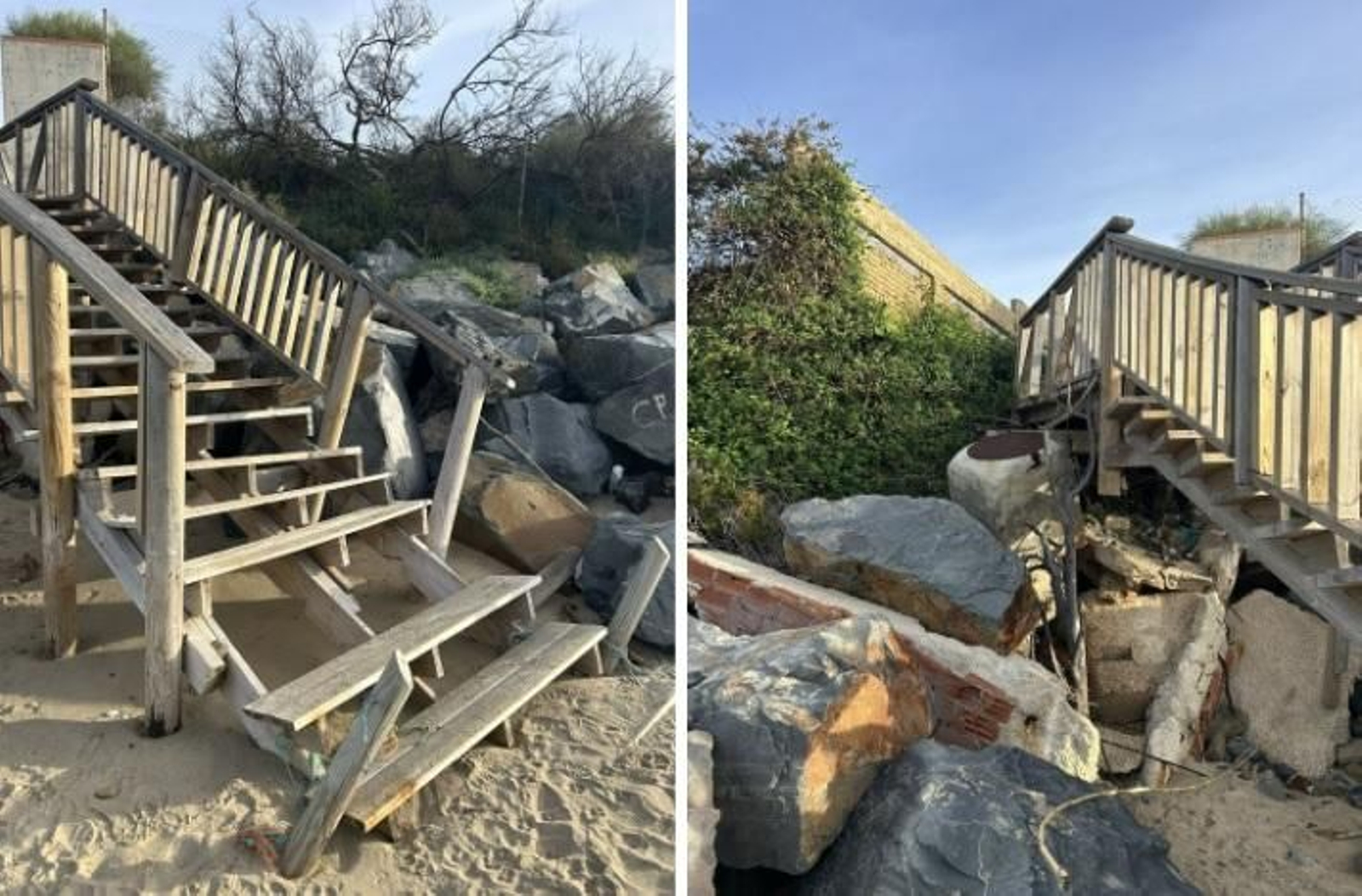 Daños en la playa de El Portil en la actualidad.