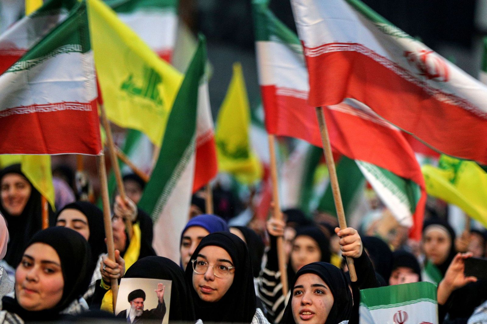 Protesta en Beirut a favor de Irán.