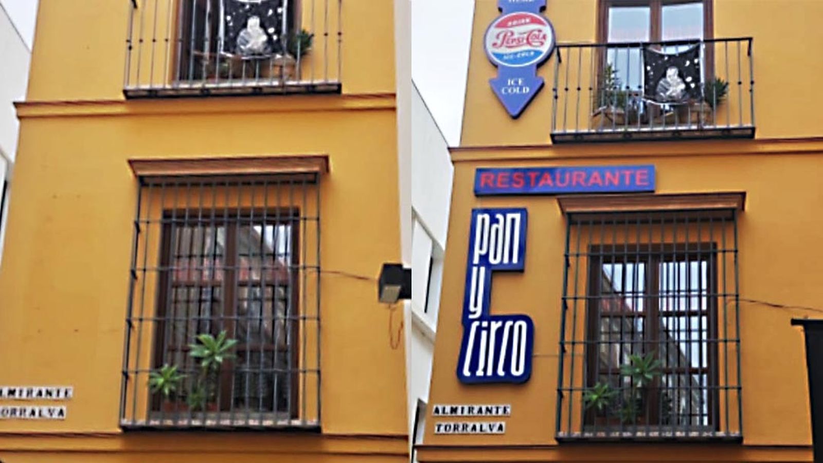 El antes y después de la fachada de la calle Rivero.