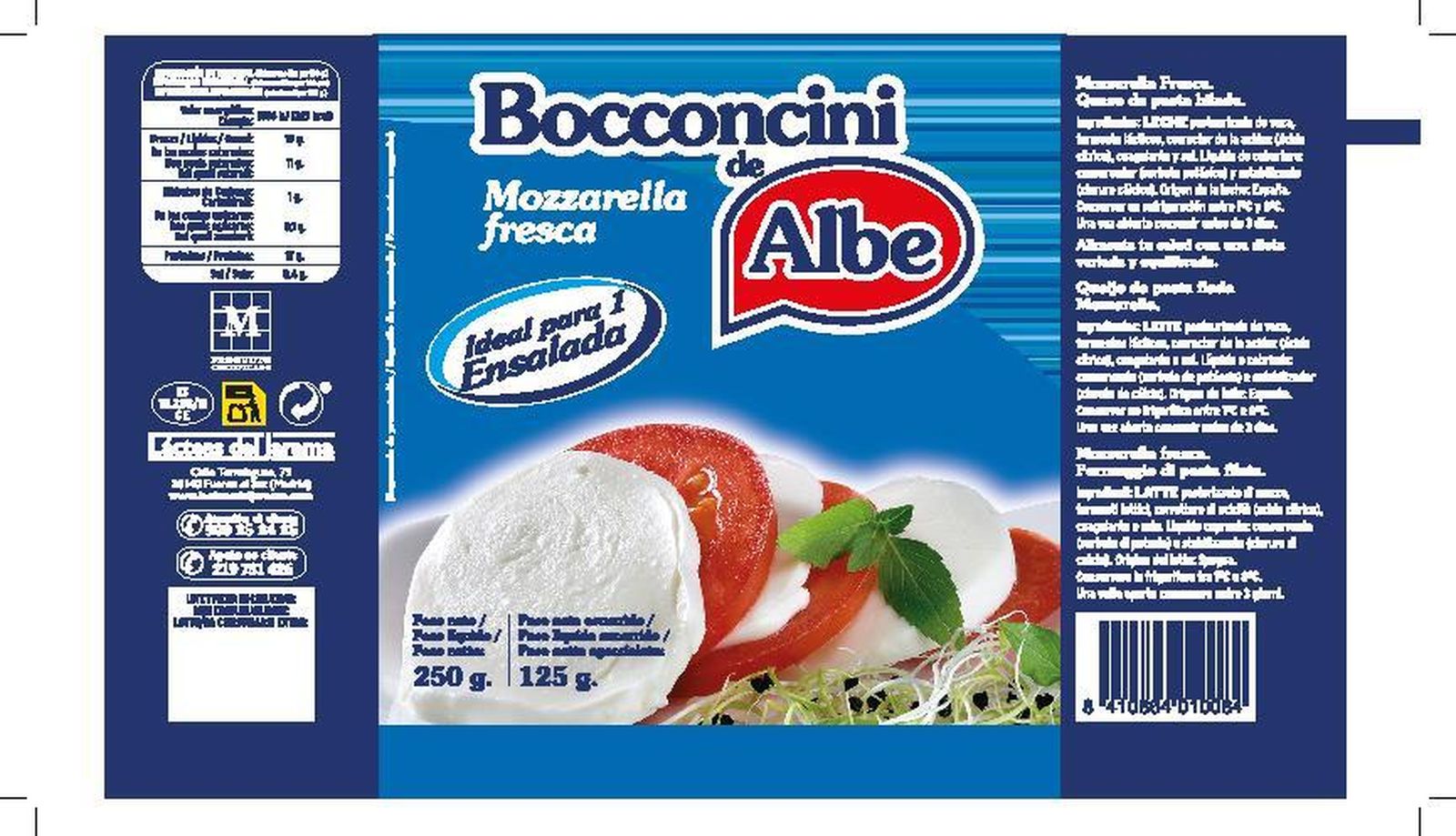 Etiqueta de Bocconcini de Albe