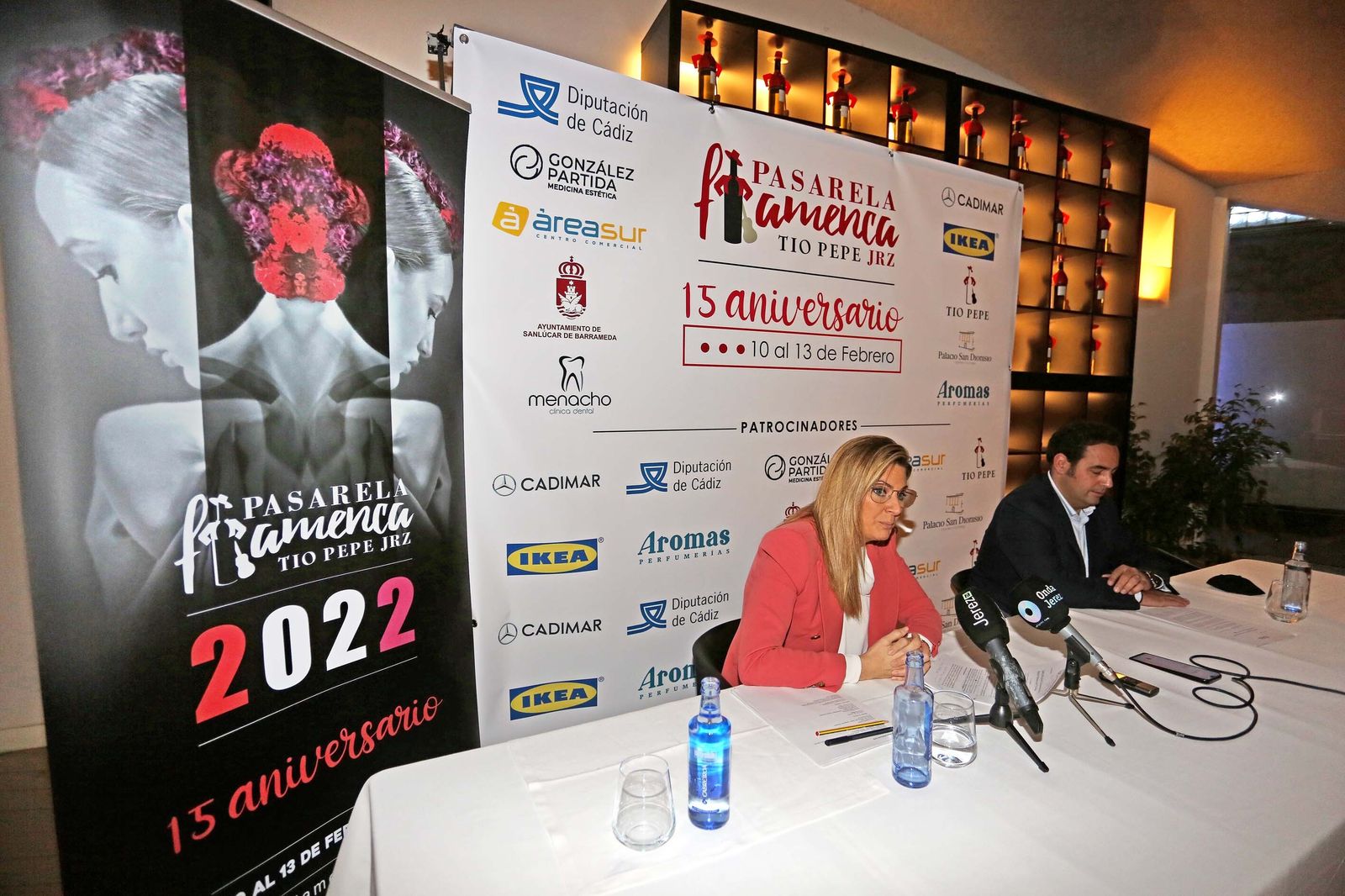 Ana Belén Morillo y Francisco Girón, en la presentación  de la Pasarela Flamenca Jerez Tío Pepe 2022 en González Byass.