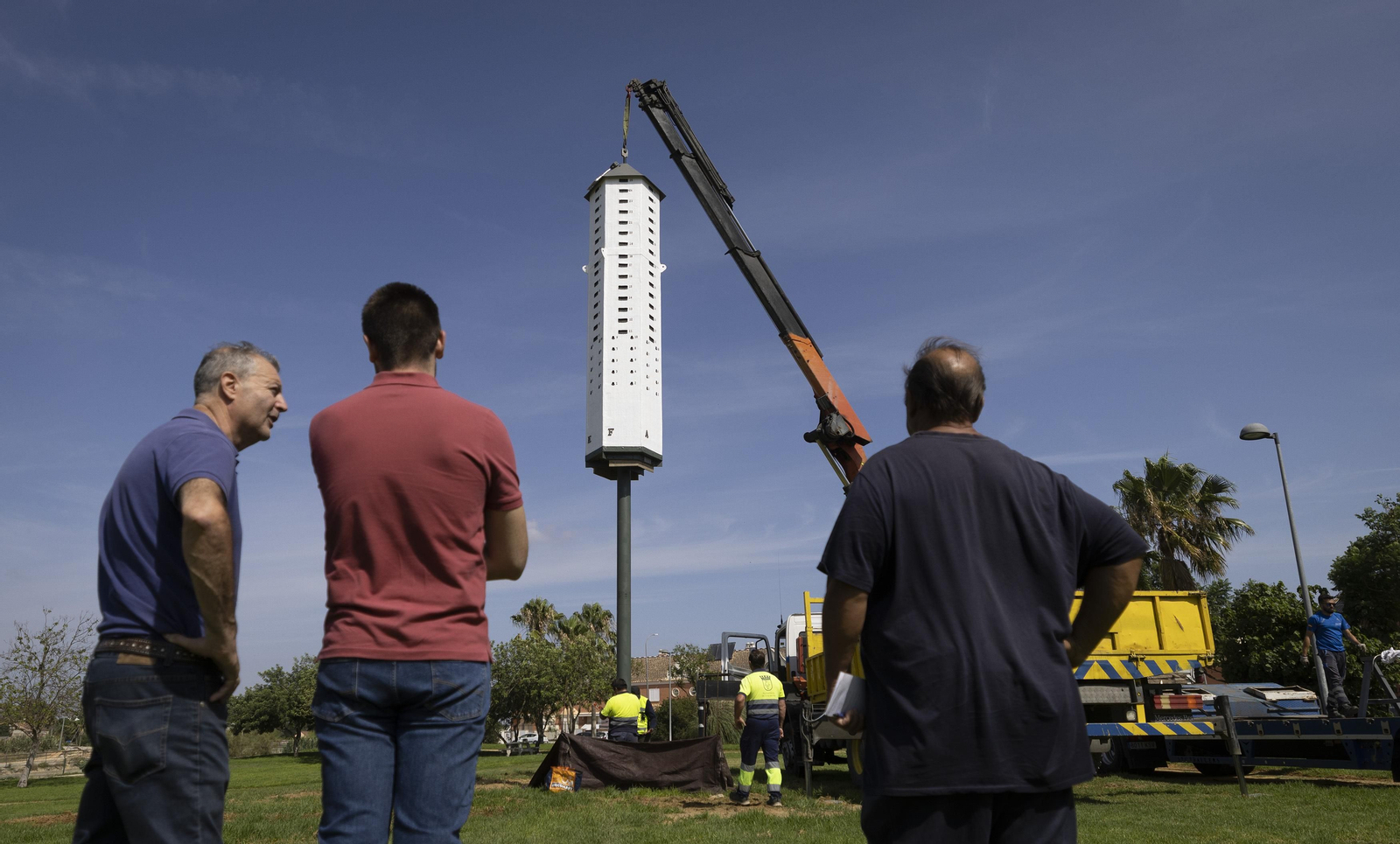 La primera torre-nido de España para el control del virus del Nilo, todas las imágenes