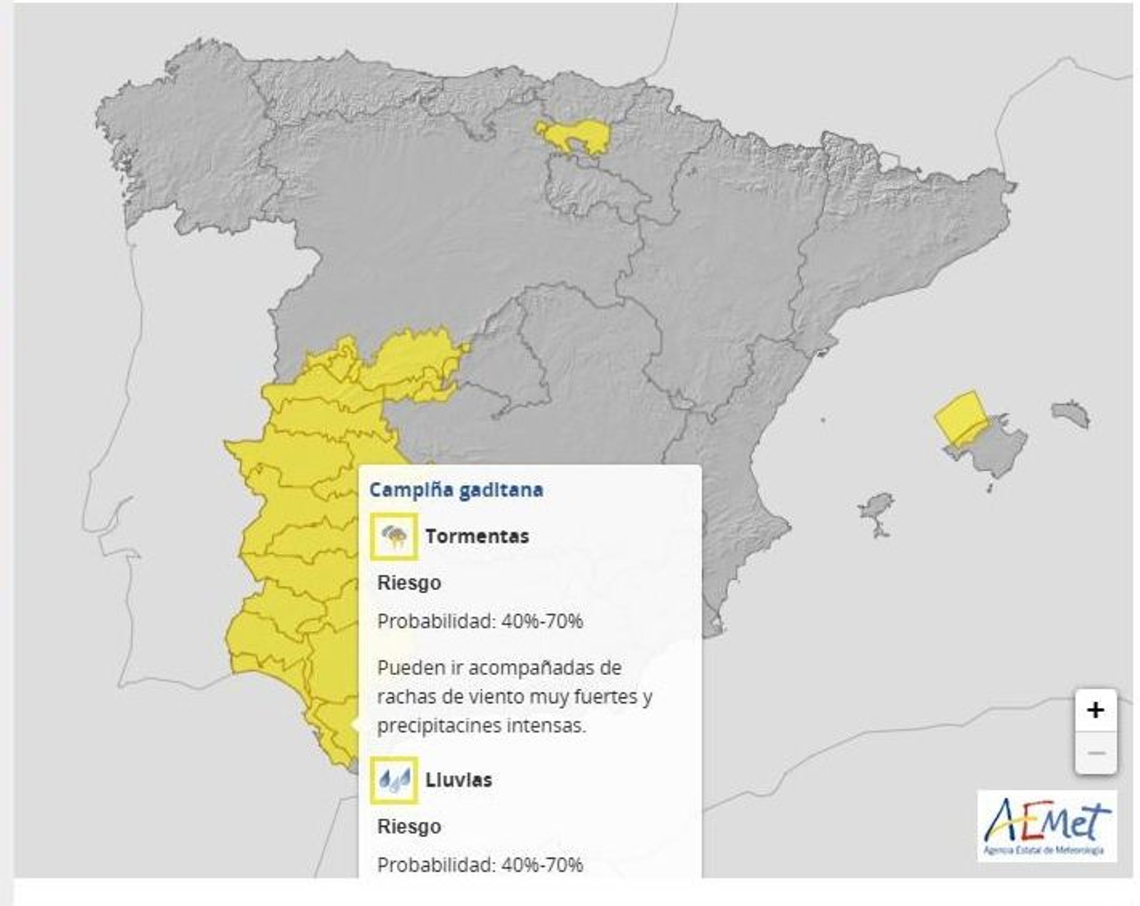 Previsión meteorológica para este viernes.