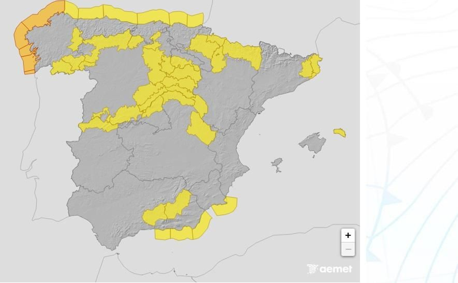 Avisos activos en España este domingo de frío y nieve.