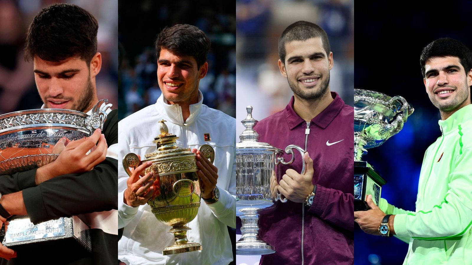 Alcaraz, con los cuatro Grand Slam, ganados entre 2022 y 2026