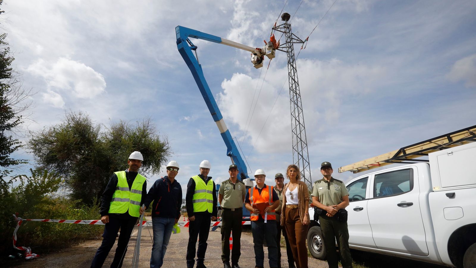 Labores de Endesa en las torres de media tensión de Córdoba.