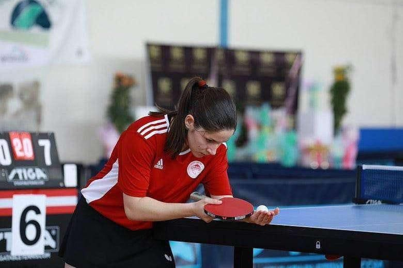 Evelina Meramvelliotaki, con la camiseta del Olympiacos.
