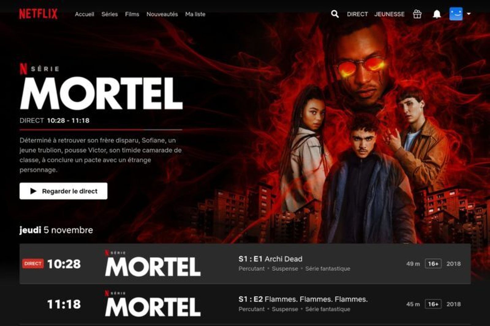 Portada del canal Direct como opción en Francia en el servicio de Netflix