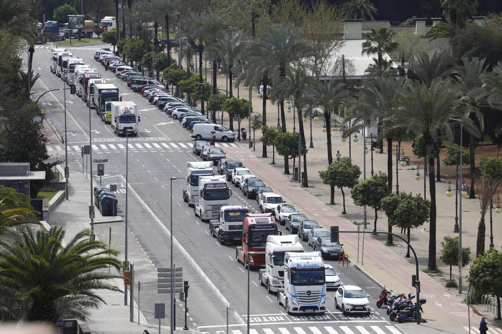 Los transportistas colapsan el centro de Córdoba, en imágenes