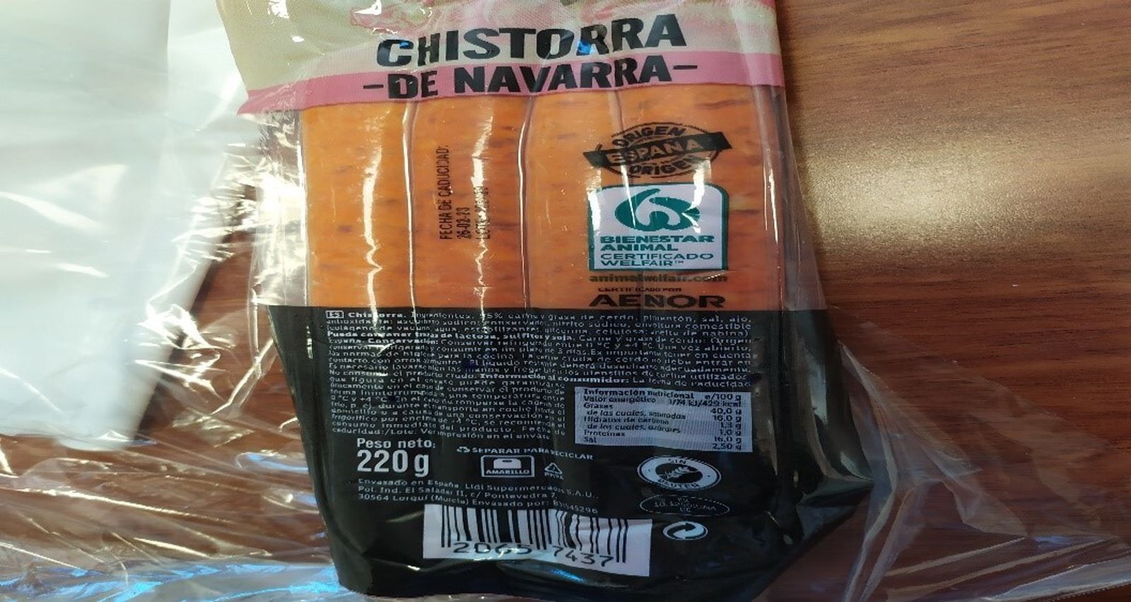 La chistorra de Navarra vendida en Lidl