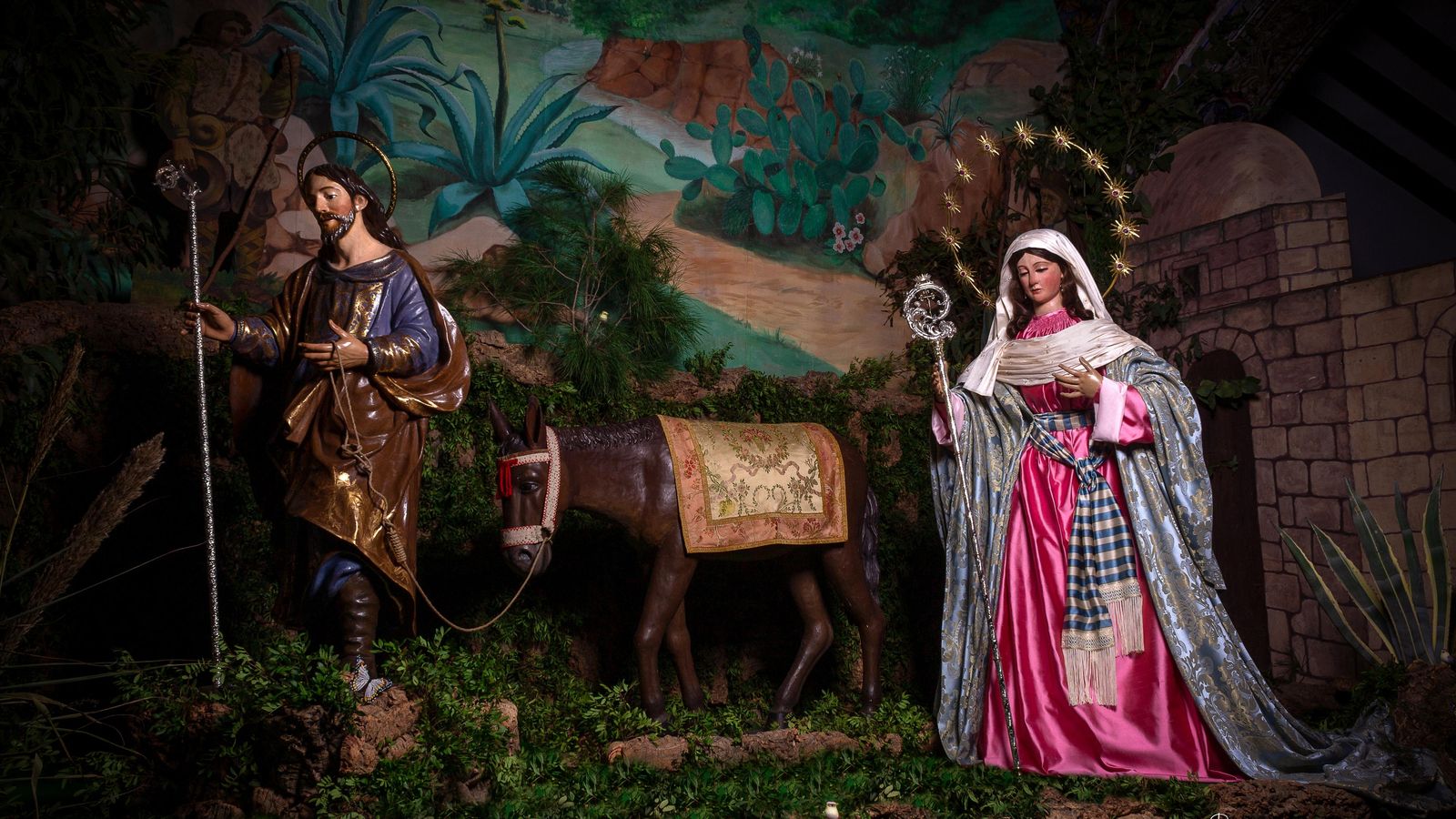 Los santos esposos junto a la mula, escena del primer día de las jornaditas.