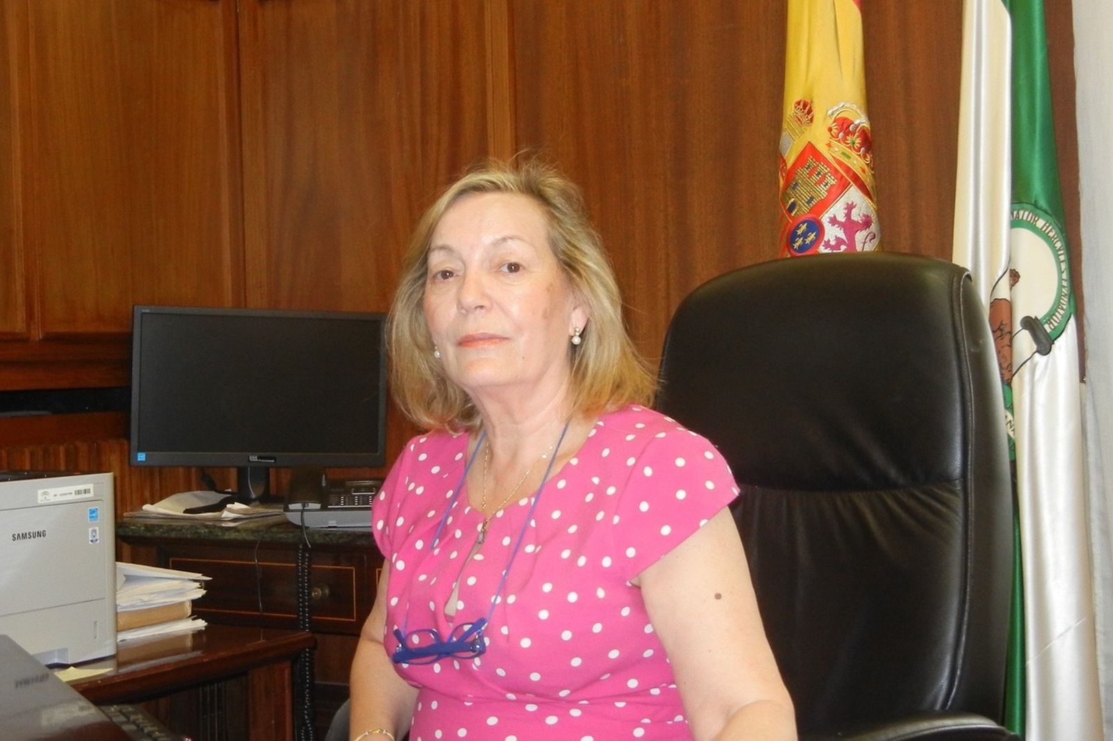 Begoña Rodríguez, en su despacho de la Sala de lo Social del TSJA en Sevilla