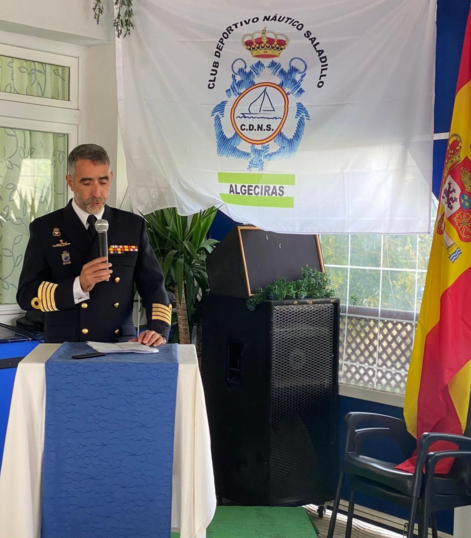 Fernando García, comandante naval de Algeciras, durante su intervención. Fernando García, comandante naval de Algeciras, durante su intervención.