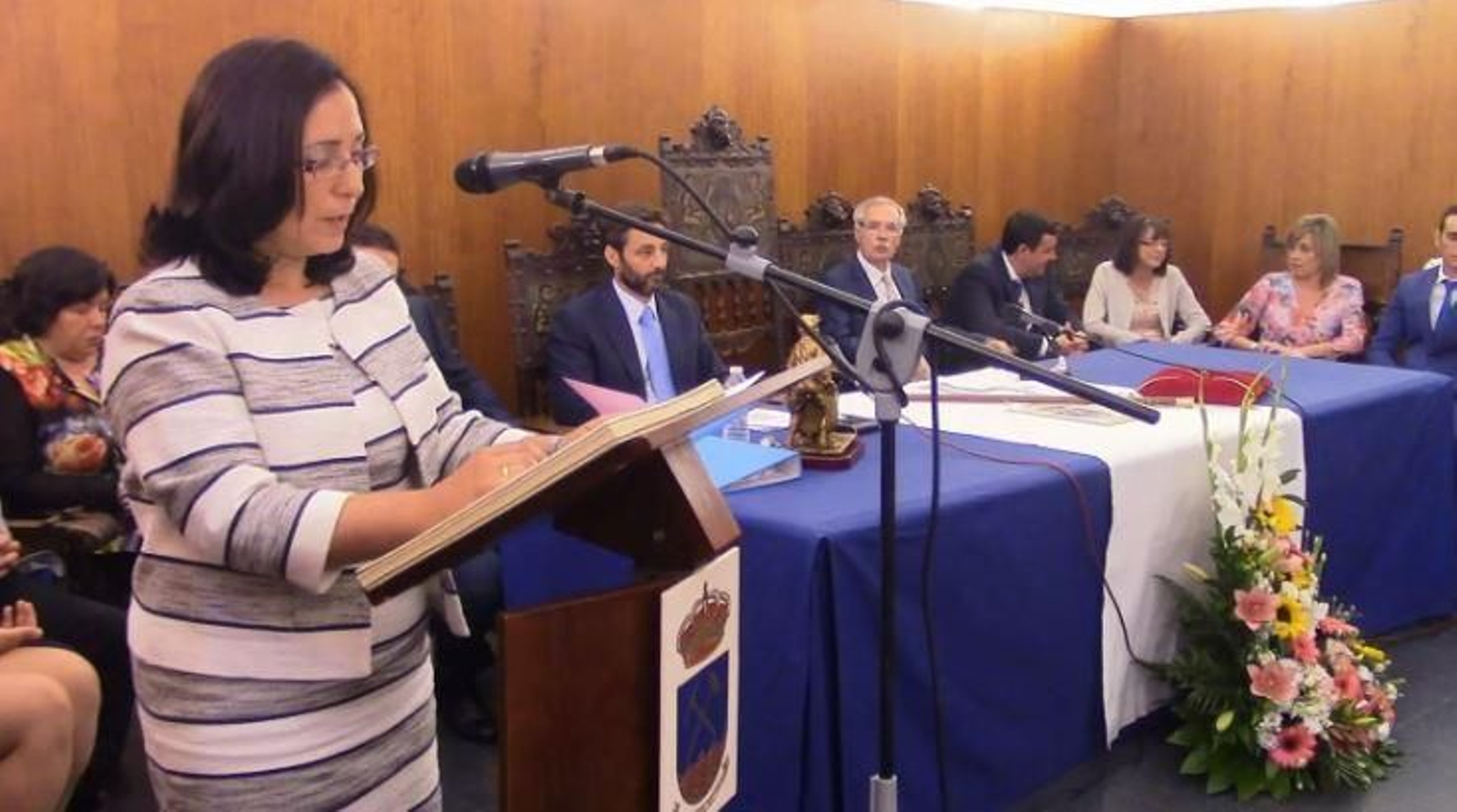 Rosa Caballero durante su discurso de investidura en 2015.