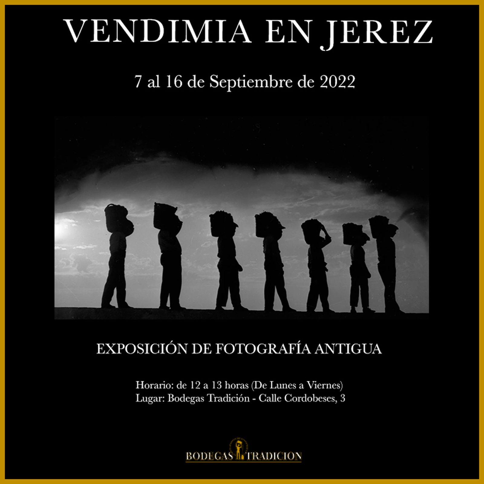 Cartel de la exposición en Bodegas Tradición.