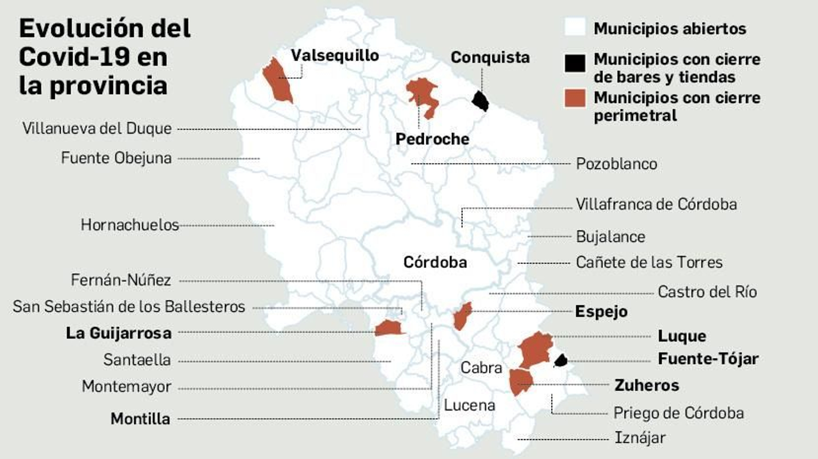 Mapa de las restricciones en los municipios. Mapa de las restricciones en los municipios.
