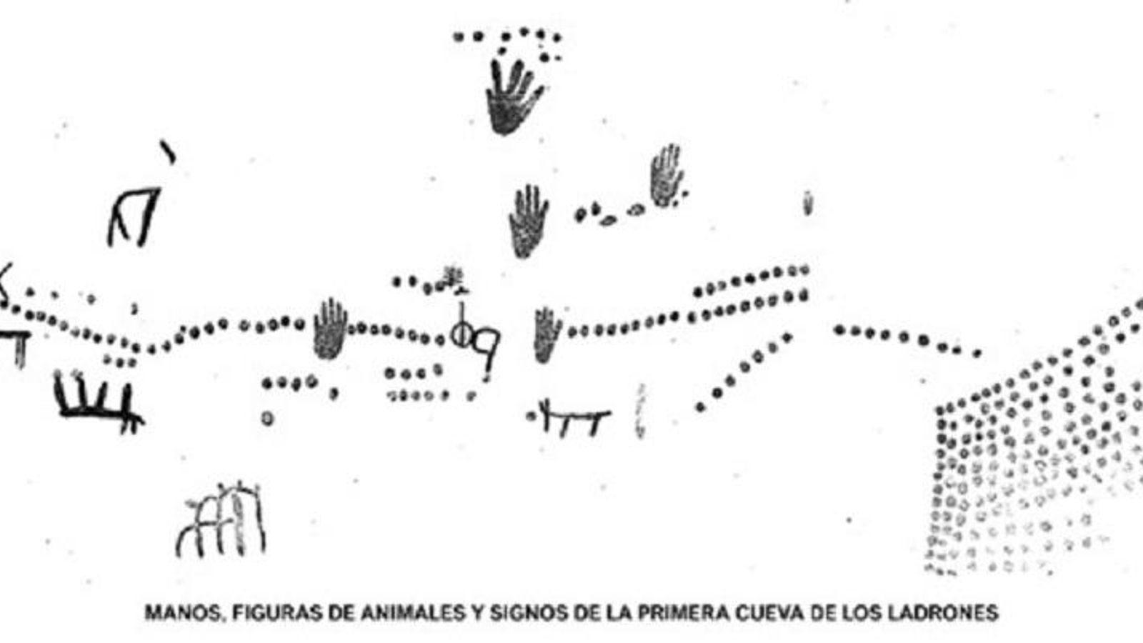 Calco de Juan Cabré y E. Hernández-Pacheco de la cueva de Pretina I, Benalup-Casas Viejas, Cádiz.