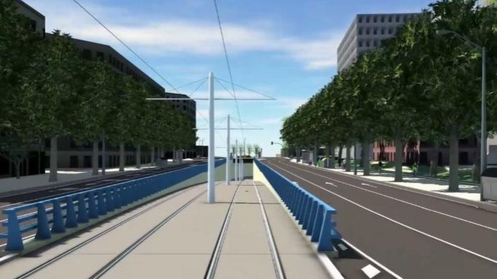 Imagen virtual del túnel del tranvía en San Francisco Javier en dirección a Ramón y Cajal.