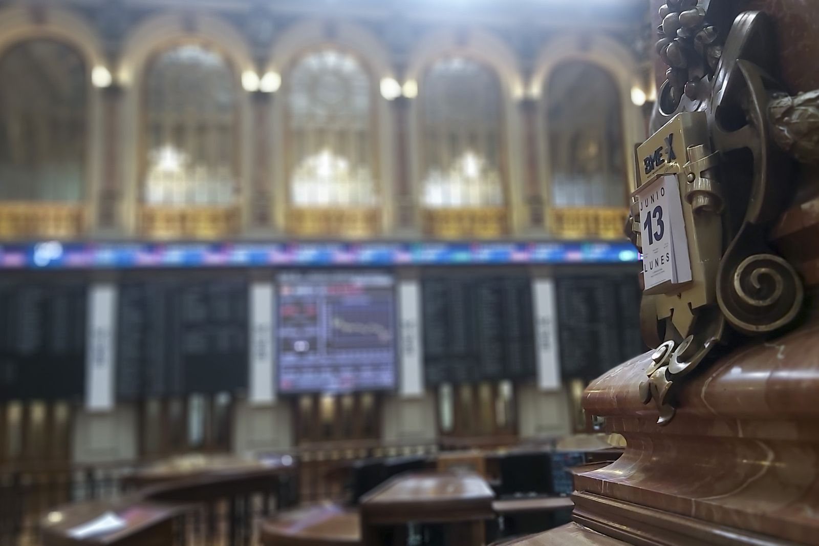 La Bolsa de Madrid, en su sesión de este lunes 13 de junio.