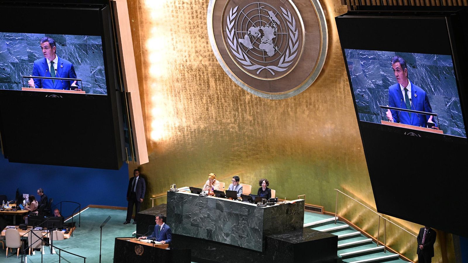 El presidente del Gobierno, Pedro Sánchez, ante la asamblea de la ONU.