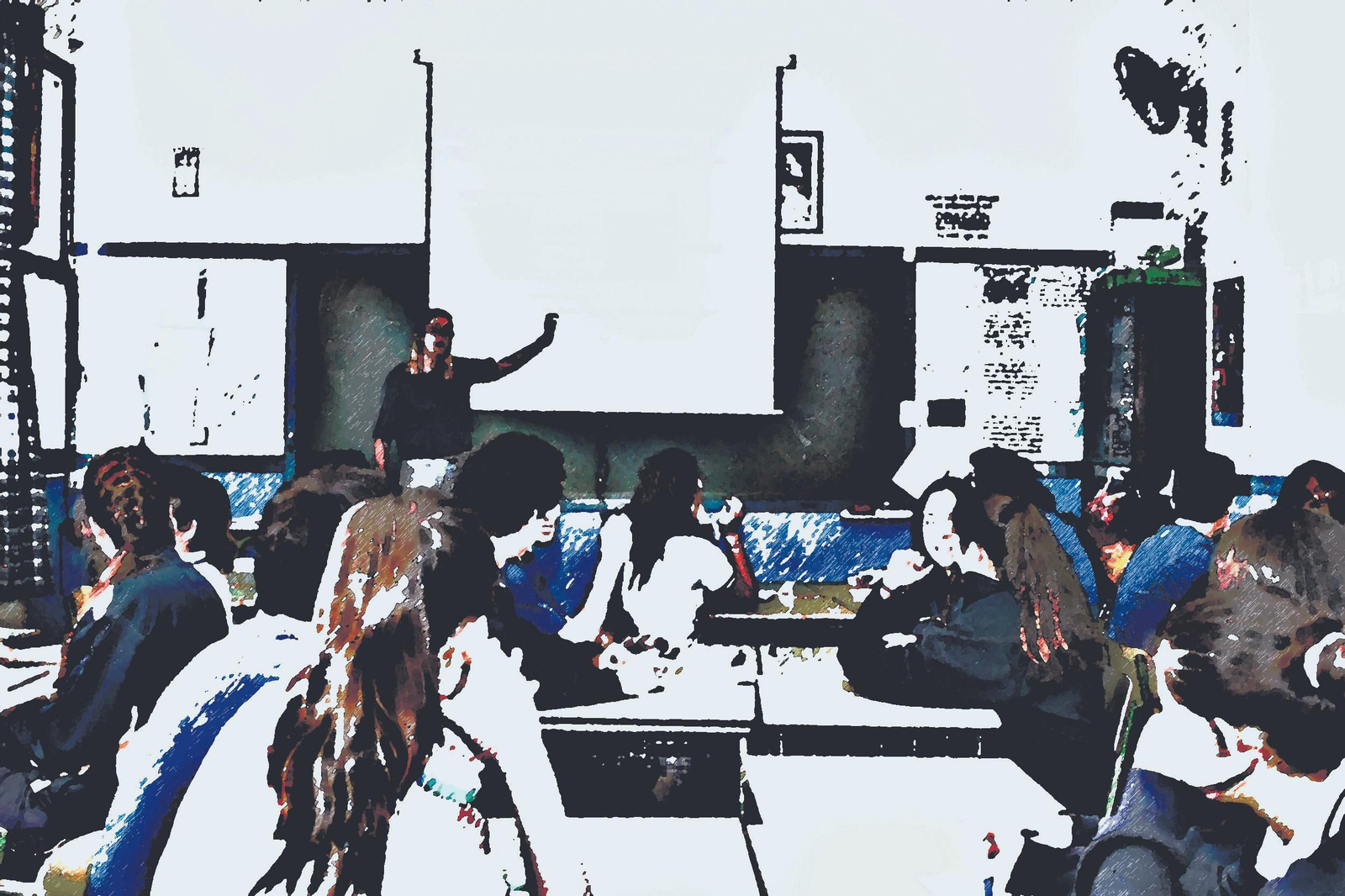 Alumnos de un instituto en una clase.