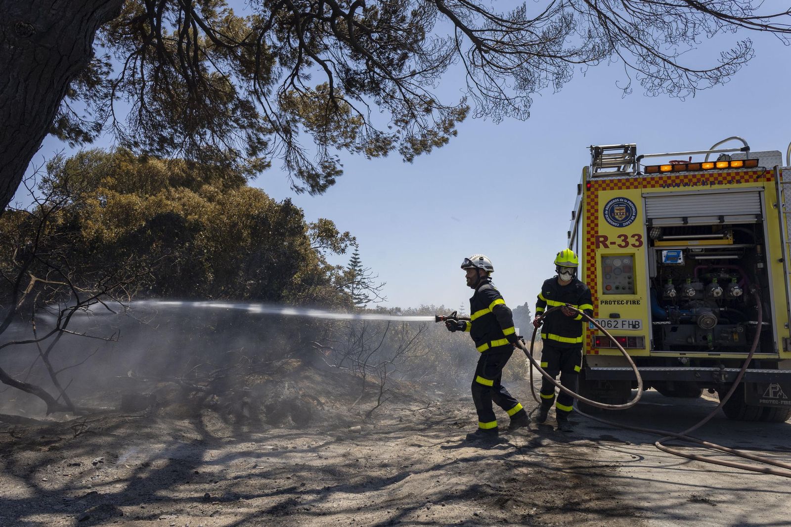 Las imágenes del incendio declarado junto a Roche, en Conil