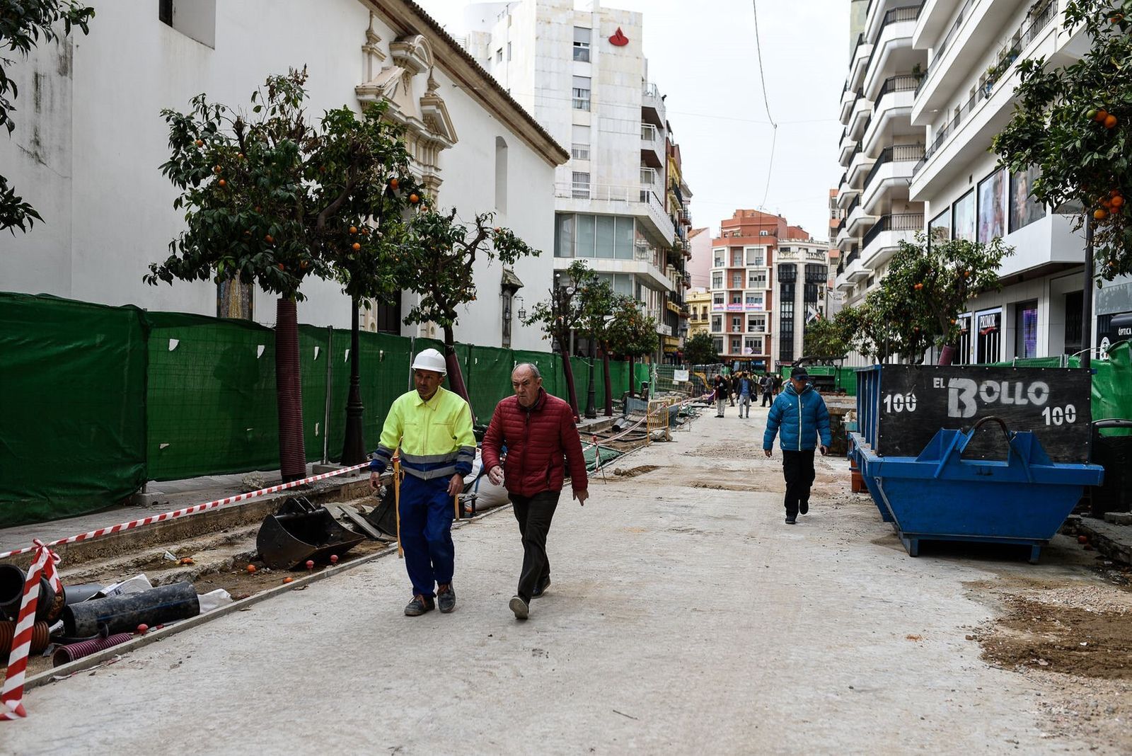 Imagen de archivo de las obras de peatonalización del centro de Huelva.