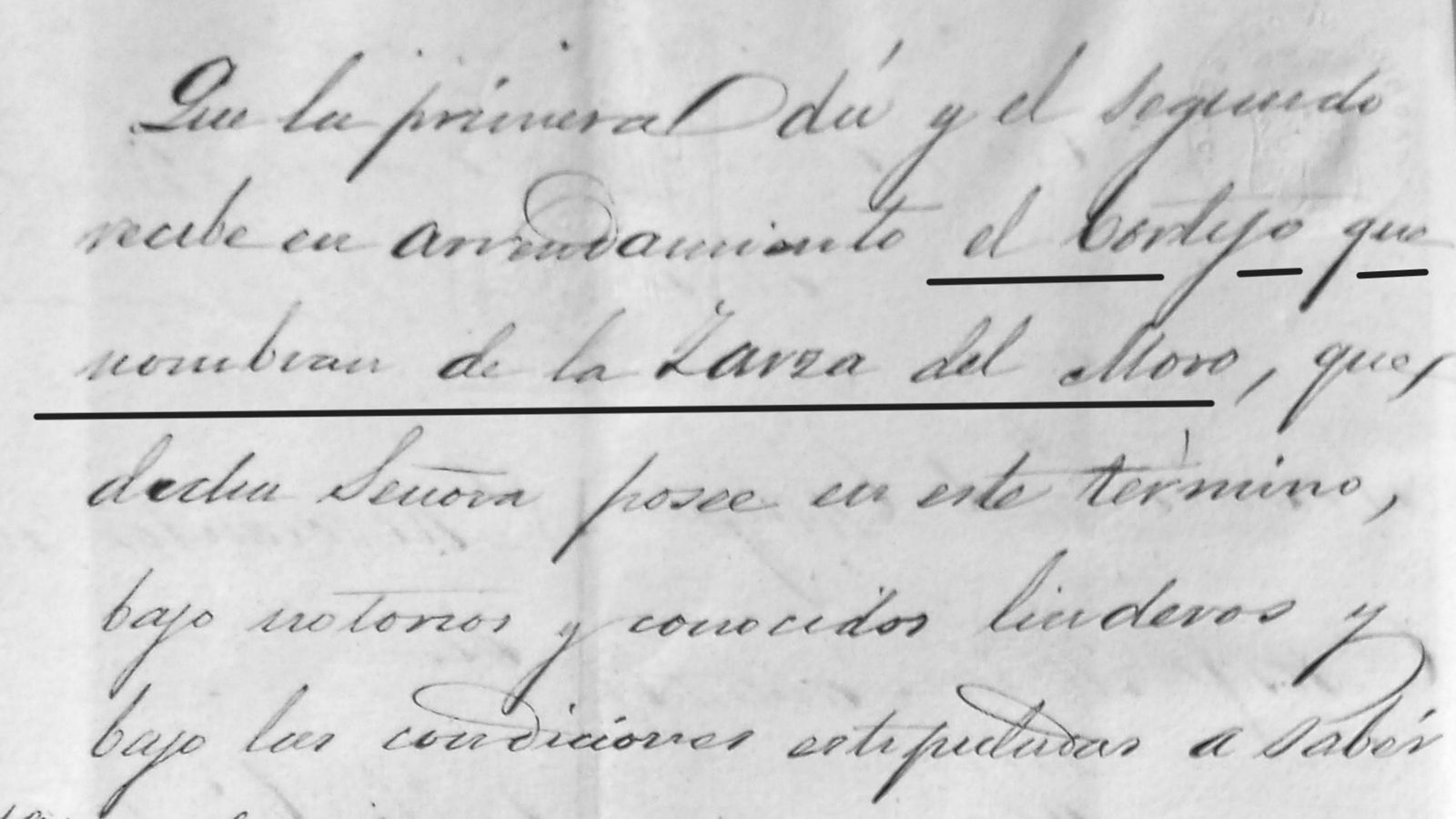 El contrato con la alusión al cortijo Zarza del Moro.