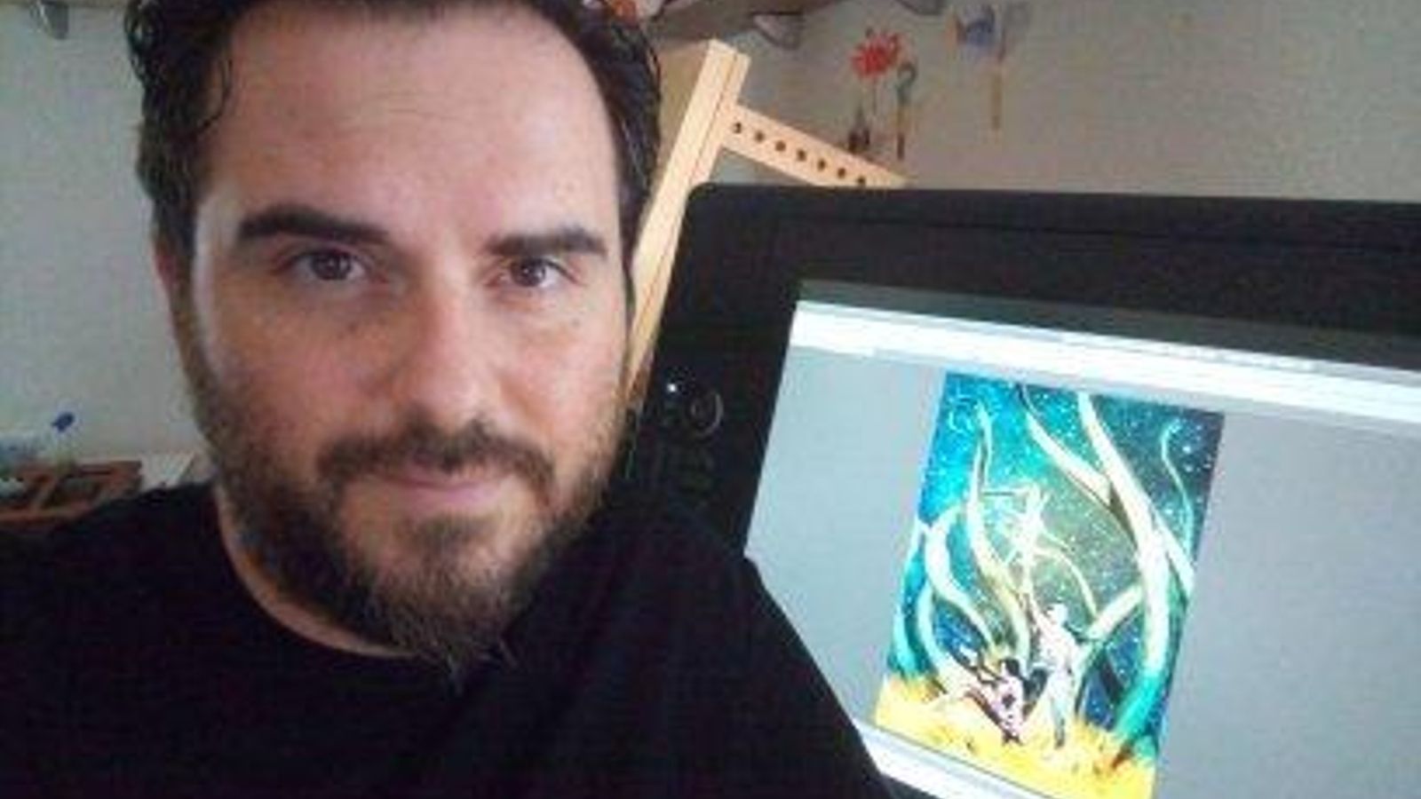 J. J. Alonso, autor de ‘Conan VS Cthulhu’, trabajando en su novela gráfica.