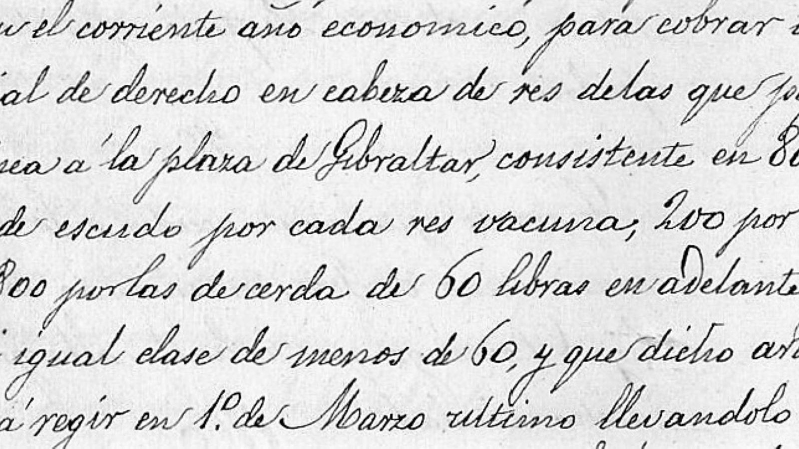 Arbitrio por cada cabeza de res que pasa a la plaza de Gibraltar (1869).