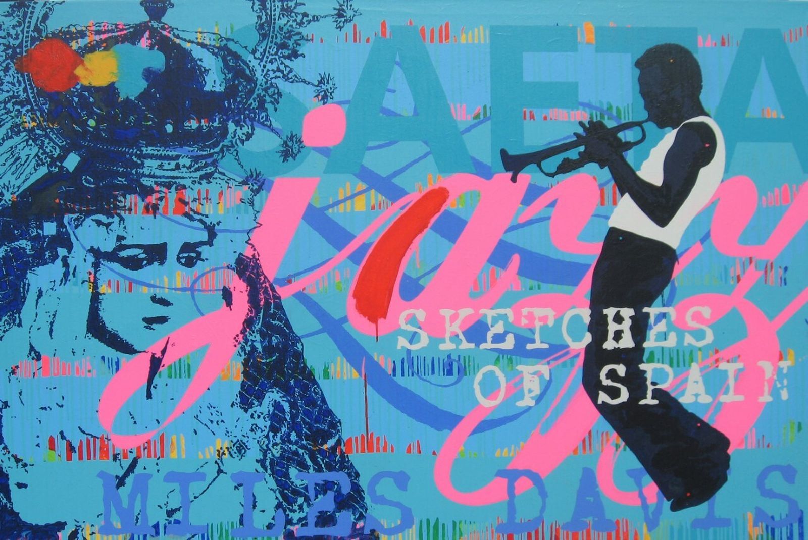 Miles Davis y la Virgen de la Hiniesta conviven en una obra de Cuervo.