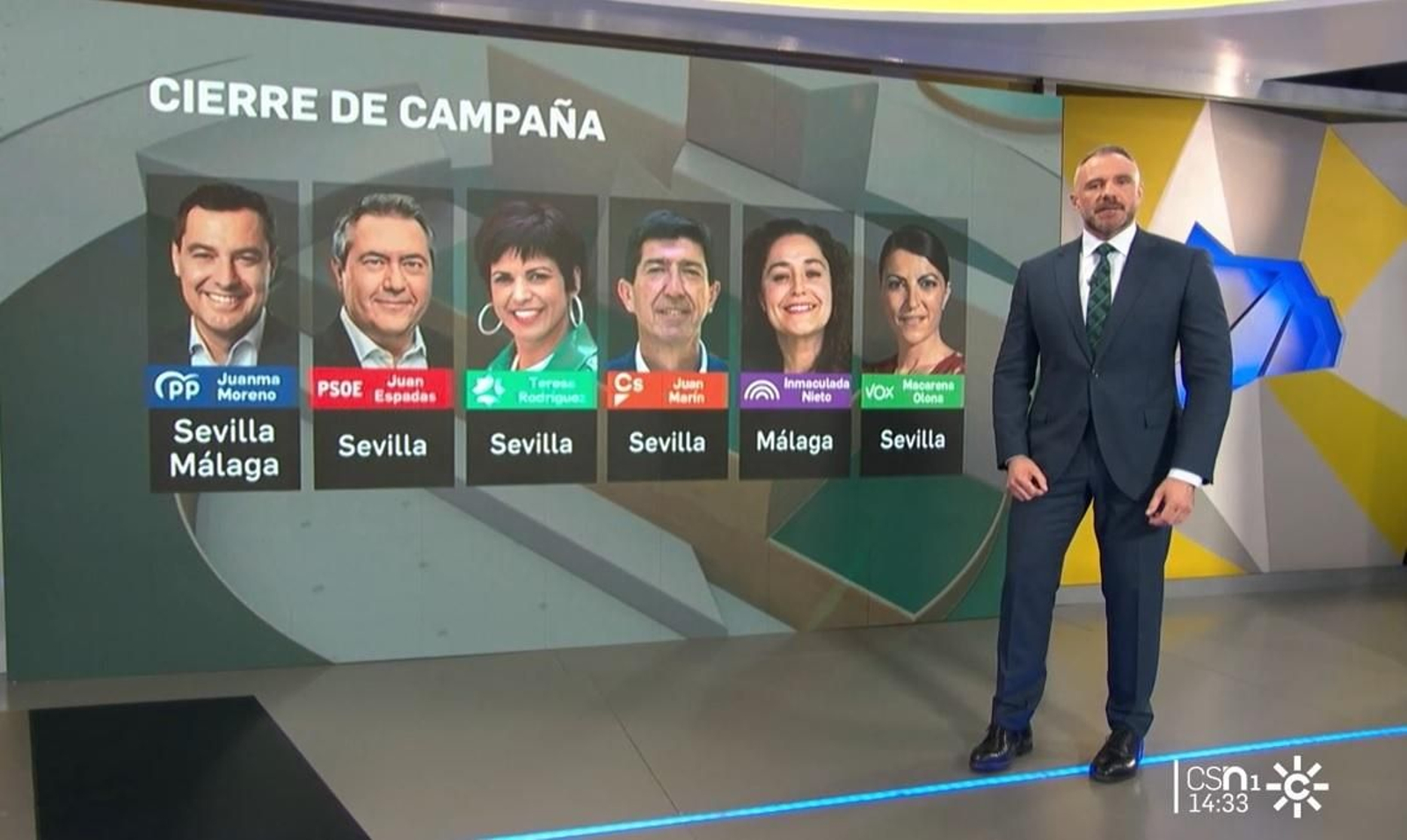 Un informativo de Canal Sur durante la campaña electoral.