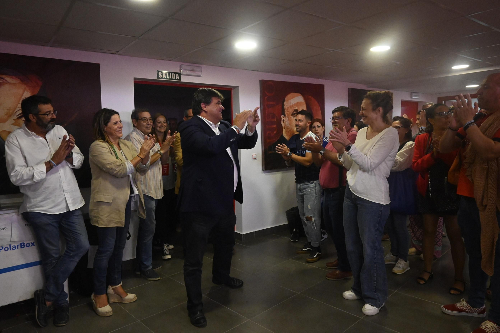 Imágenes del PSOE tras las elecciones municipales en Huelva
