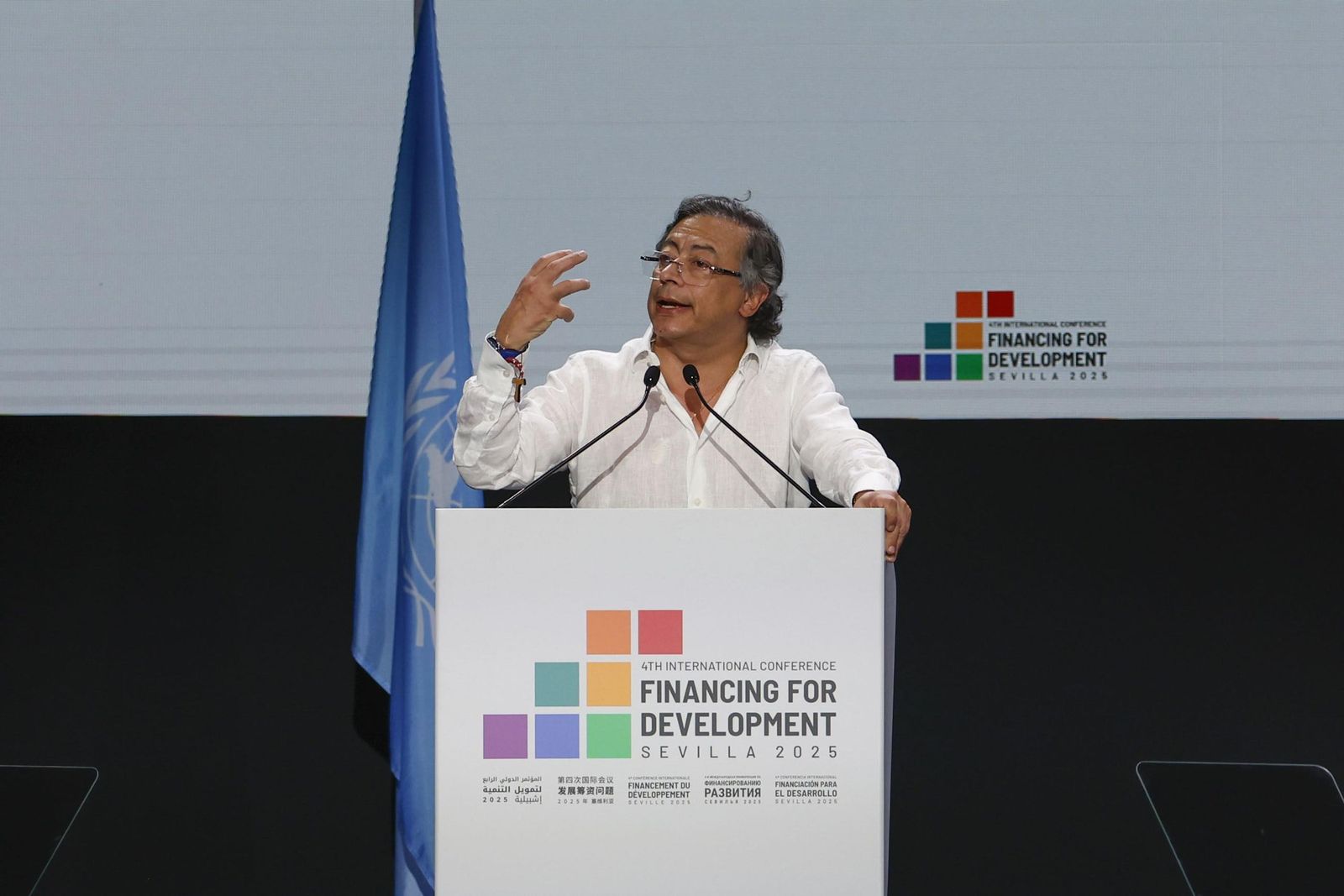 Gustavo Petro, en la IV Conferencia sobre Financiación para el Desarrollo de la ONU en Sevilla.