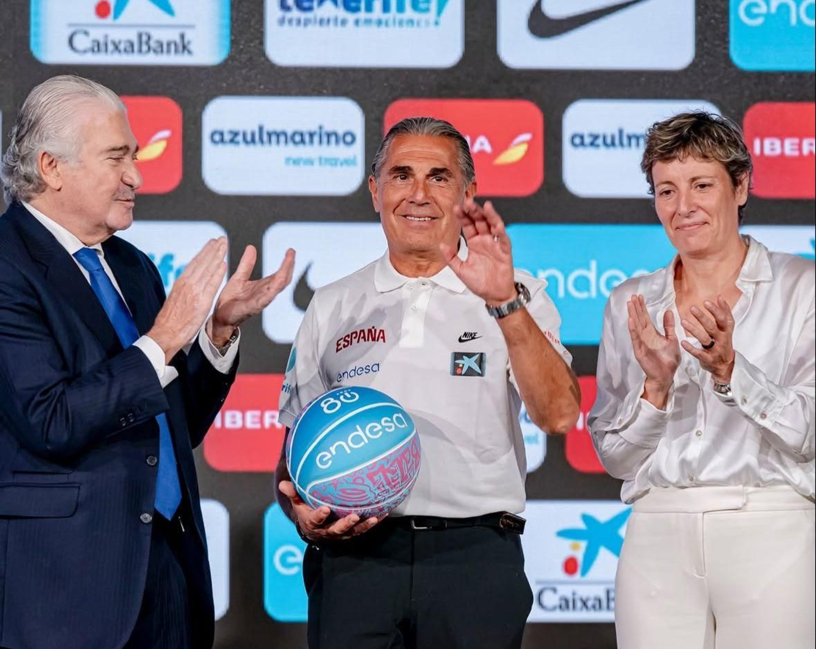 Alberto Díaz y Mario Saint-Supéry, en la presentación de España para el Eurobasket
