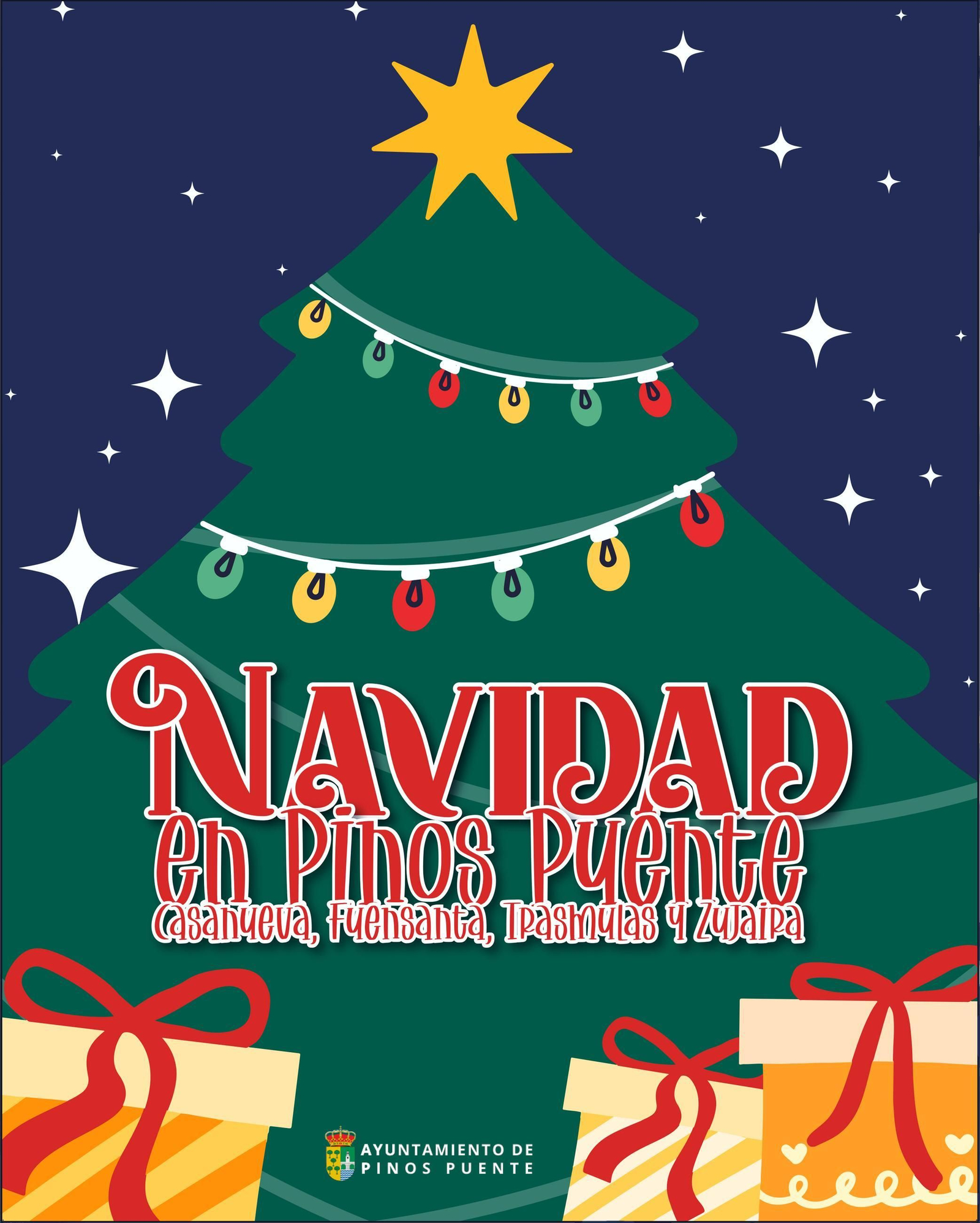 Cartel oficial de las Fiestas de Navidad de Pinos Puente 2025.