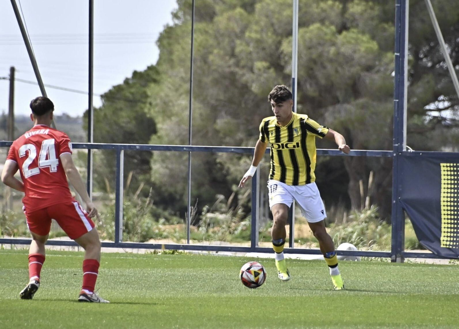 Borja Vázquez en el partido contra el Sevilla Atlético.