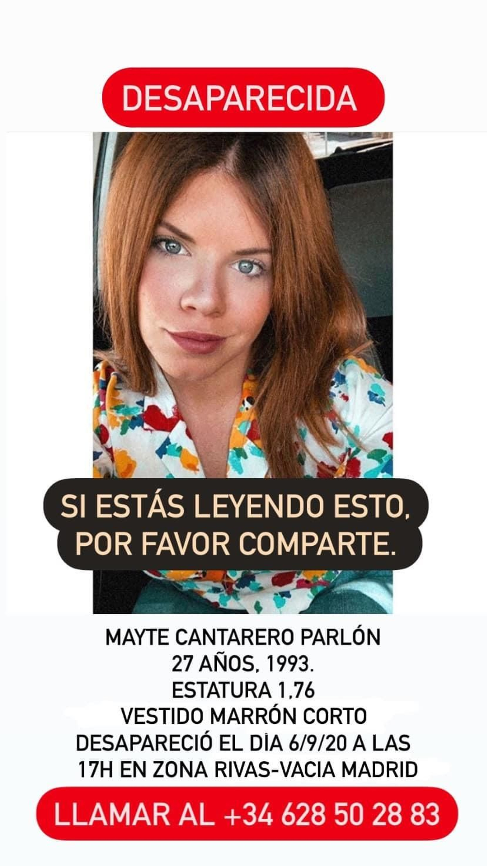 Uno de los carteles de búsqueda de Mayte Cantarero